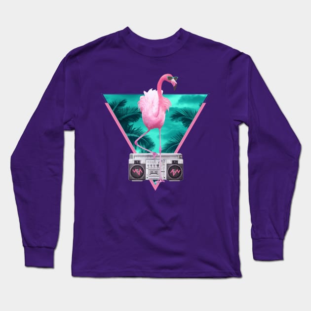 Miami Flamingo Long Sleeve T-Shirt by astronaut